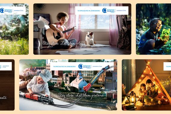 collage of digital ads showing children playing